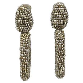 Orecchini a clip pendenti con perline bronze Oscar De La Renta