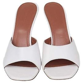 Sandali slide Lupita in pelle bianca Amina Muaddi