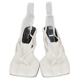 Sandali slide squadrati in pelle bianca Proenza Schouler