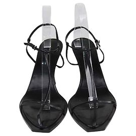 The Row T-Bar Riemchensandalen aus schwarzem Leder
