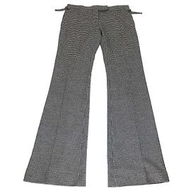 Pantalones de pierna recta en mezcla de lana a cuadros blanco/negro Tom Ford