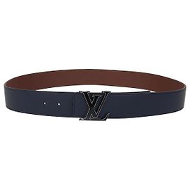 Cintura reversibile Louis Vuitton in pelle Nero/Marrone 40mm Tilt