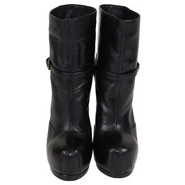 Stivaletti platform in pelle nera Yves Saint Laurent