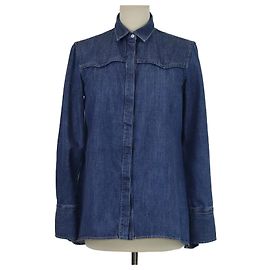 Camisa de manga larga de denim lavado azul Brunello Cucinelli