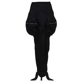 Gonna asimmetrica Rick Owens in nylon nero con tasche con zip anteriori