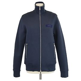 Christian Dior Dior Homme Zip-Up Jacke aus Baumwolle in Navy Blau mit Logo-Patch