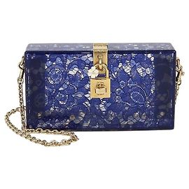 Dolce & Gabbana Blue/Clear Lace Print Acrylic Dolce Box Clutch