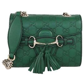 Borsa a tracolla mini Emily in pelle Green Guccissima di Gucci