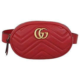 Borsetta cintura Mini GG Marmont in pelle matelassé rossa Gucci
