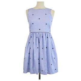 Autre Marque Abito senza maniche in Oxford Polo Ralph Lauren Kids blu con fiori ricamati