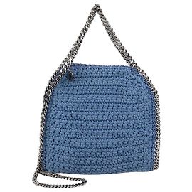Stella Mc Cartney Mini Tote Falabella Stella McCartney in tessuto crochet blu