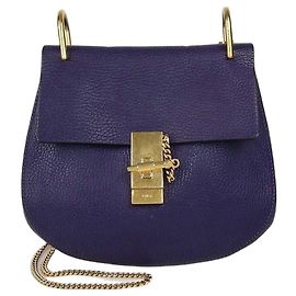 Chloé Chloe Drew Schultertasche mittel aus violettem Leder