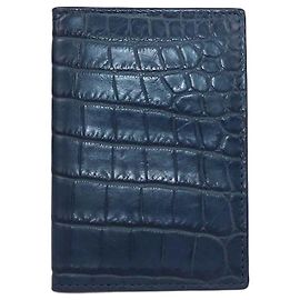 Bottega Veneta Porta carte verticale in coccodrillo blu