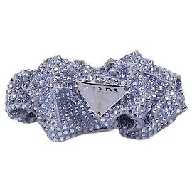 Scrunchie Prada in raso blu con strass