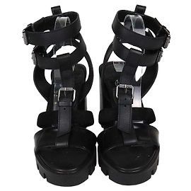 Sandali platform con suola carrarmato Rangerissima in pelle e camoscio nero Christian Louboutin