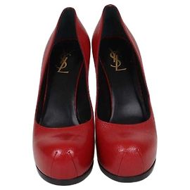 Saint Laurent Tribtoo Plateau-Pumps aus rotem Leder