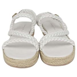 Sandali Espadrillas con Zeppa in Pelle Intrecciata Bianca Gianvito Rossi