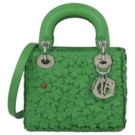 Christian Dior Lucky Lady Dior Tote Mini aus grünem Leder mit Kleeblatt