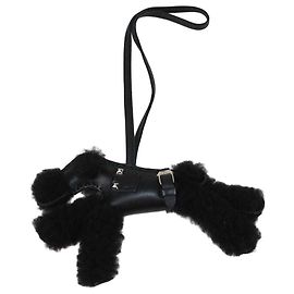 Hermès Charm Budy in lana e shearling nero