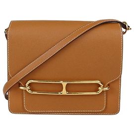 Hermès Bolsa Hermes Roulis 23 em couro Evergrain Gold