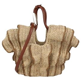 Zimmermann Tote Small Goldentime in rafia naturale con volant