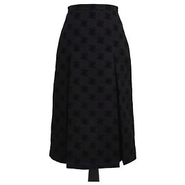 Mini saia plissada Fendi em denim preto Karligraphy FF