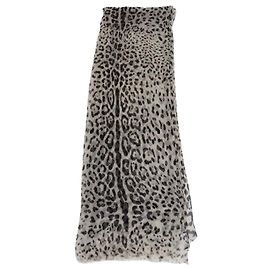 Dolce & Gabbana Seidenschal/Tuch mit Leopardenprint weiß/schwarz