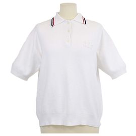 Polo Miu Miu de tejido de toalla blanco