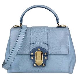 Picca borsa Lucia Dolce & Gabbana in pelle embossed effetto lucertola Light Blue