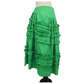 Autre Marque Gonna midi in cotone a volant verde Molly Goddard
