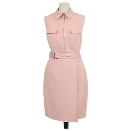 Vestido sin mangas de crepe rosa con cinturón Elisabetta Franchi