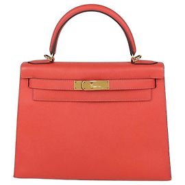 Hermès Borsa Hermes Kelly Sellier 28 in pelle Epsom Rose Jaipur con hardware Gold