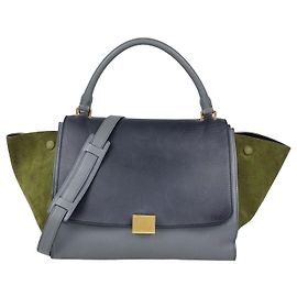 Céline Borsa Trapeze Medium in pelle tricolore e camoscio Celine