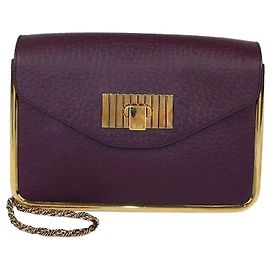 Chloé Chloe Small Sally Schultertasche aus violettem Narbenleder