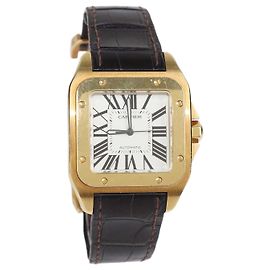 Orologio Cartier Santos Large in Oro Giallo 18K e Pelle di Alligatore Nera
