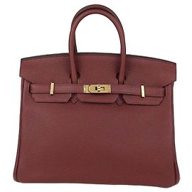 Hermès Borsa Birkin 25 Hermes Rouge H in pelle Togo con hardware Gold