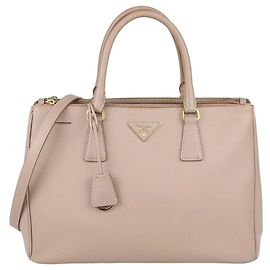 Prada Medium Double Zip Tote aus beigem Saffiano-Leder