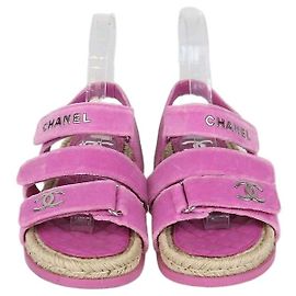 Chanel Espadrilles Sandalen aus rosa Samt CC