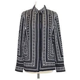 Hermès Camisa Hermes Black/White Silk Micro Astrologie Sleeve Shirt