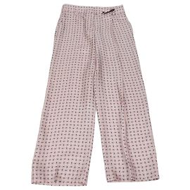 Prada weite Hose aus bedrucktem Seidentwill in Rosa