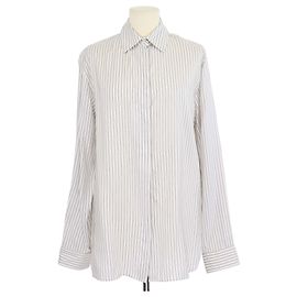 Camisa de manga comprida riscada Vanda em seda White/Grey The Row