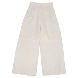 Loewe gerade geschnittene Hose aus cremefarbener Viskose mit Anagram-Stickerei