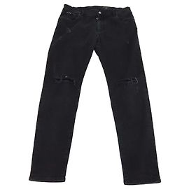 Pantalones Slim Fit de Denim Negro Distressed Dolce & Gabbana