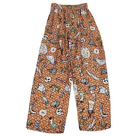 Burberry Orange/Multicolor bedruckte Twill-Hose aus Seide