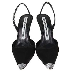 Décolleté Grace Slingback Alexander Wang in raso nero con cristalli