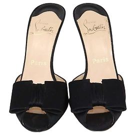 Sandales mules Christian Louboutin Joli-Noeud en satin noir
