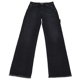 Autre Marque Pantalones Wide Leg de Denim Negro con Bajo Desgastado Darkpark