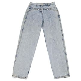 Pantalones rectos de denim azul lavado Chanel