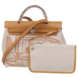 Hermès Borsa Herbag Zip 31 Brides de Gala Hermes in tela Beige/Naturel e pelle Vache