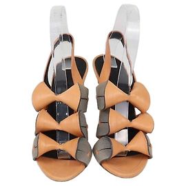 Balenciaga Peach/Grey Sandalen aus Nubuk und Leder in Echsenleder-Optik mit Origami-Schleife
